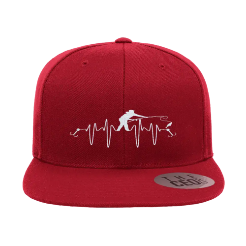 Fishing Heart Beat Embroidered Flat Bill Cap