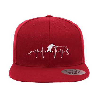 Fishing Heart Beat Embroidered Flat Bill Cap