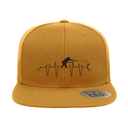 Fishing Heart Beat Embroidered Flat Bill Cap