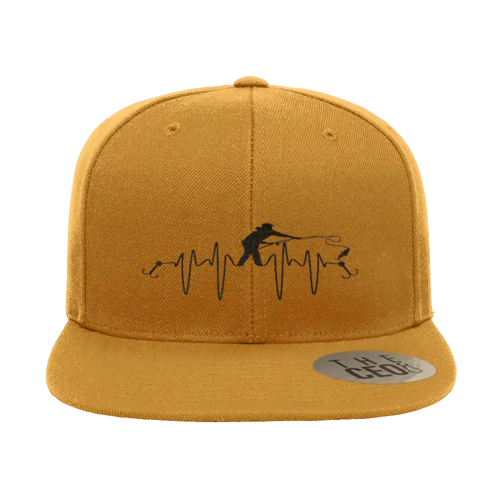 Fishing Heart Beat Embroidered Flat Bill Cap