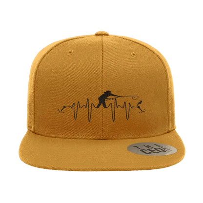 Fishing Heart Beat Embroidered Flat Bill Cap