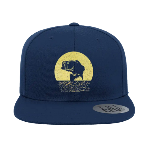 Fishing Embroidered Flat Bill Cap