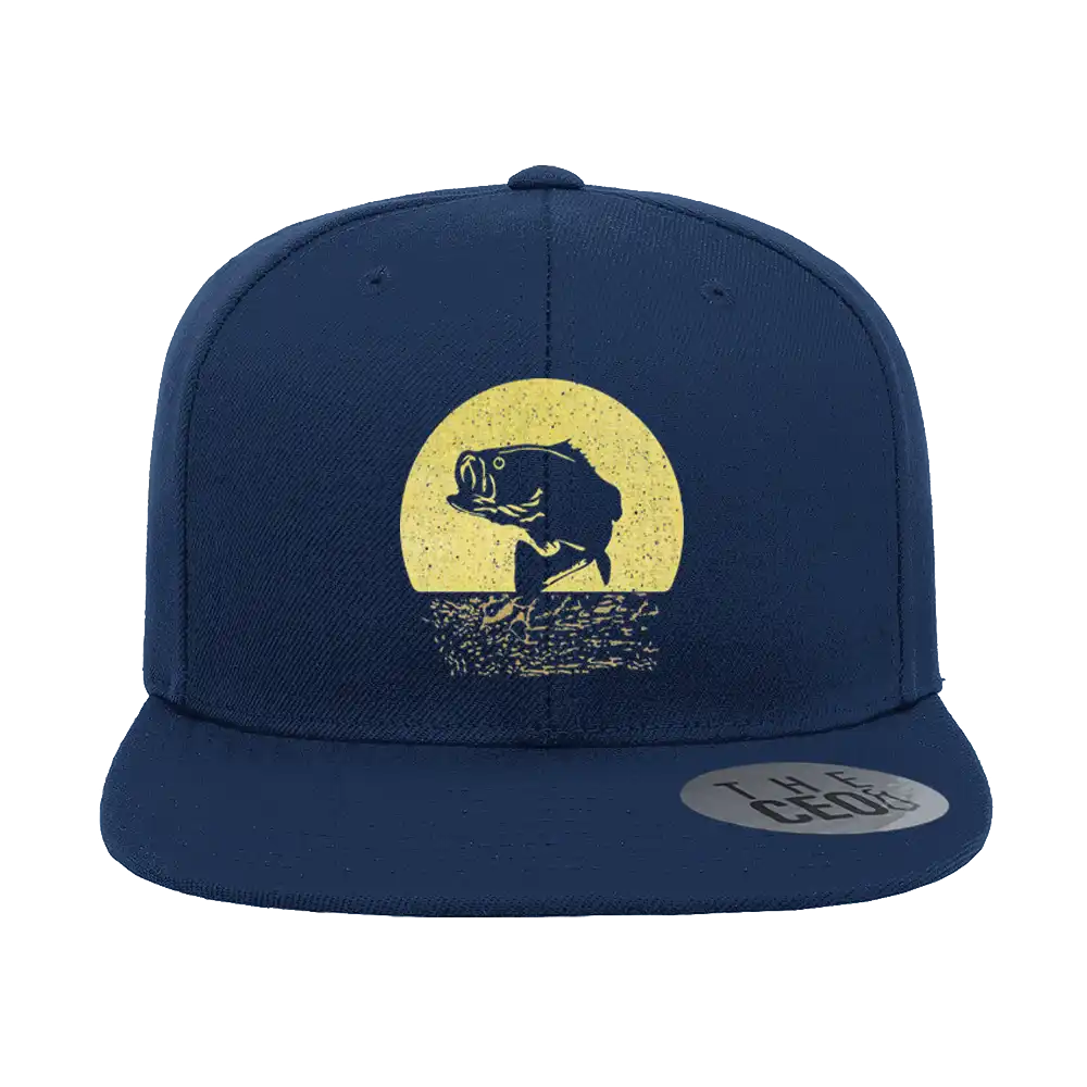 Fishing Embroidered Flat Bill Cap
