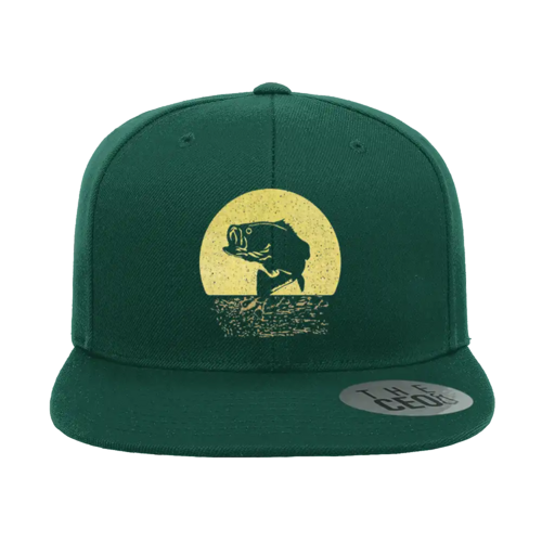 Fishing Embroidered Flat Bill Cap