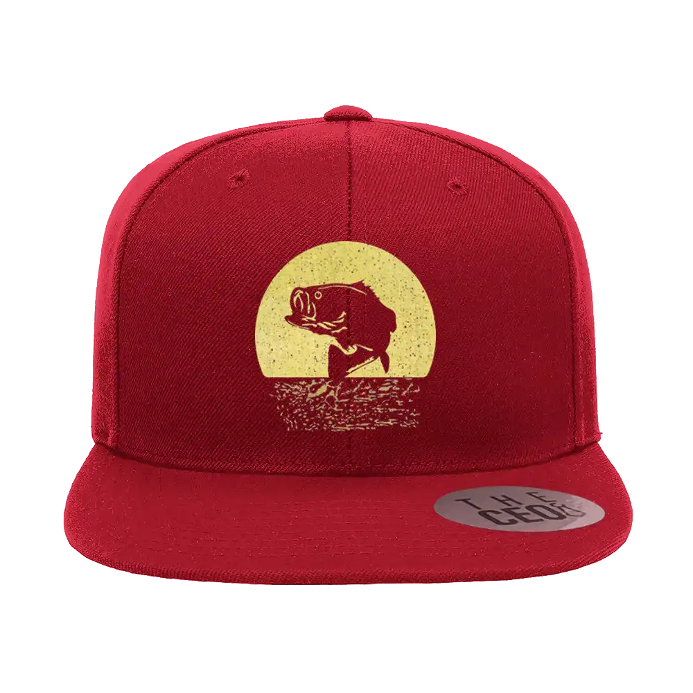 Fishing Embroidered Flat Bill Cap