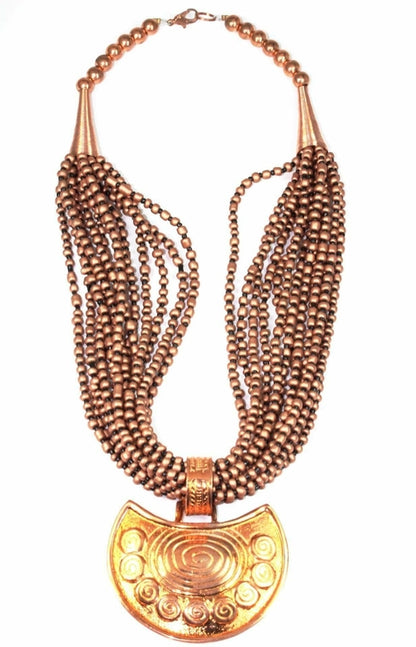 Crescent Moon Spiral Statement Necklace