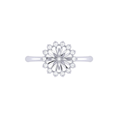 Starburst Diamond Ring in Sterling Silver
