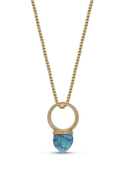 Summer Nights Turquoise Single Stone Ring & Pendant in 14K Yellow Gold