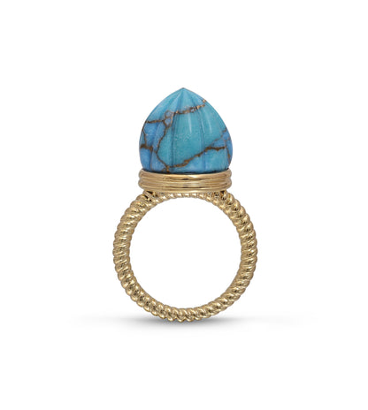 Summer Nights Turquoise Single Stone Ring & Pendant in 14K Yellow Gold