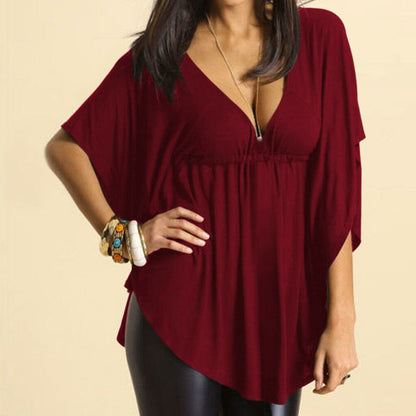 Maternity Plus Size Batwing Sleeve V Neck Bandage