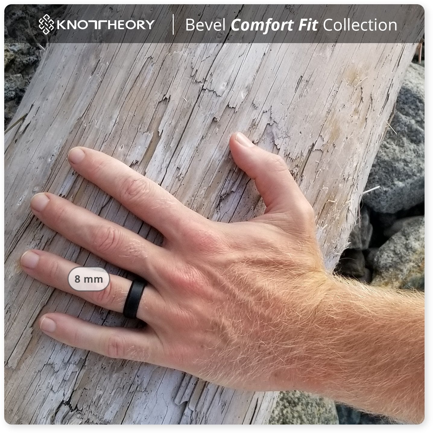 Smooth Black Bevel Edge Breathable Silicone Ring For Men and Women