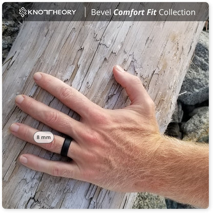 Smooth Black Bevel Edge Breathable Silicone Ring For Men and Women