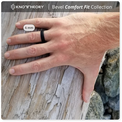 Smooth Black Bevel Edge Breathable Silicone Ring For Men and Women