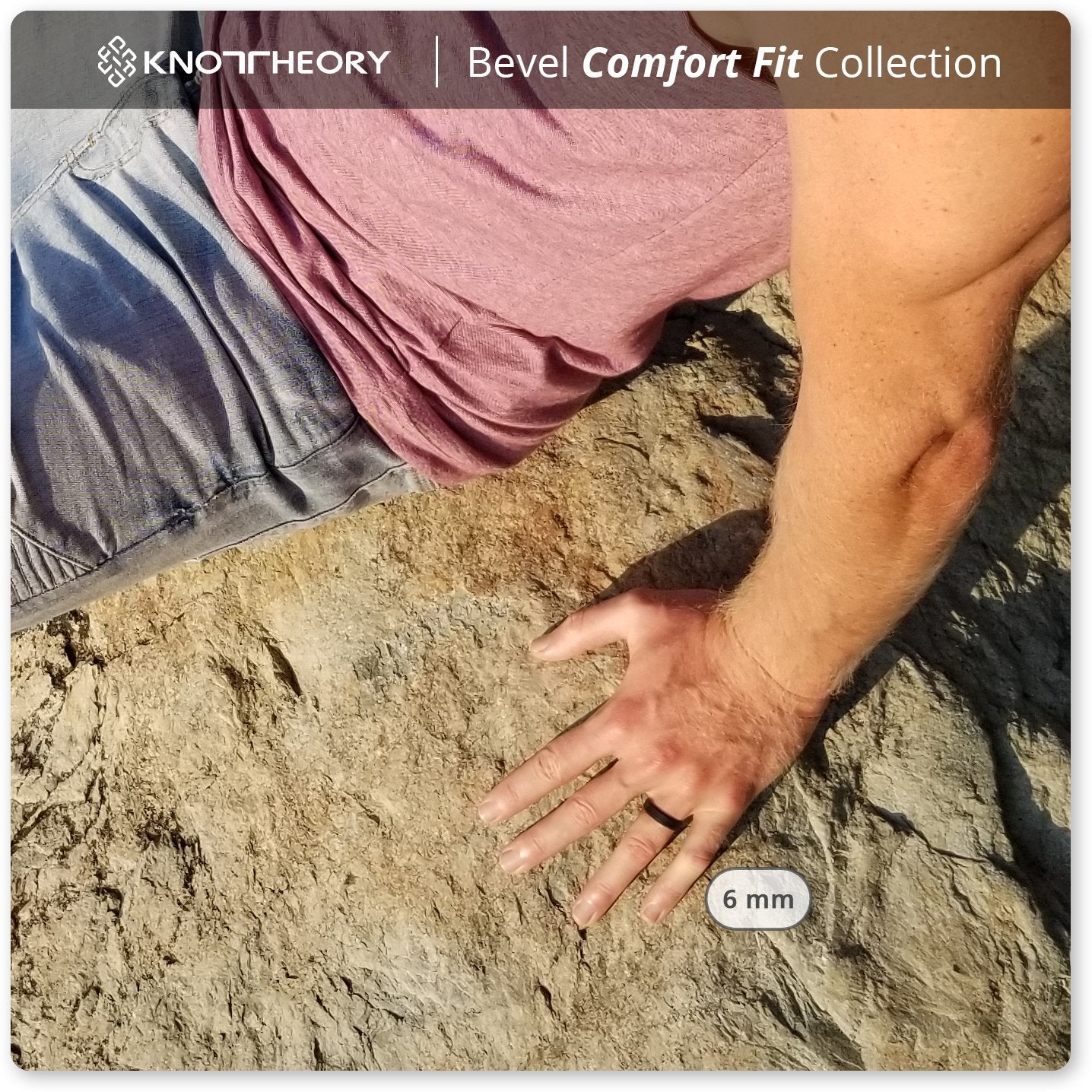 Smooth Black Bevel Edge Breathable Silicone Ring For Men and Women