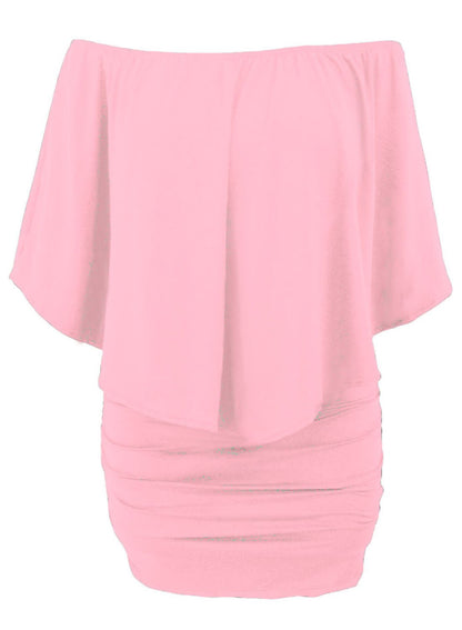 Multi-way Layered Ruffle Pink Mini Plus Size Party Dress