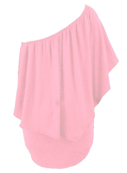 Multi-way Layered Ruffle Pink Mini Plus Size Party Dress