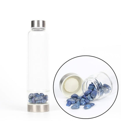 Natural Quartz Crystal Glass Water Bottle