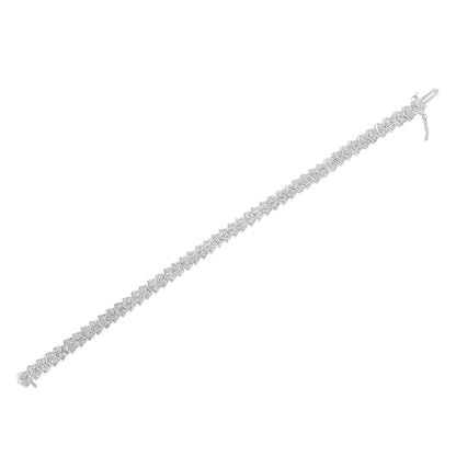 .925 Sterling Silver 1.0 Cttw Chevron 2 Stone Arrow Link Tennis Bracelet (I-J Color, I3 Clarity) - 7”