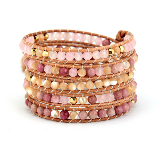 Quality Natural Stones Leather Wrap Bracelets