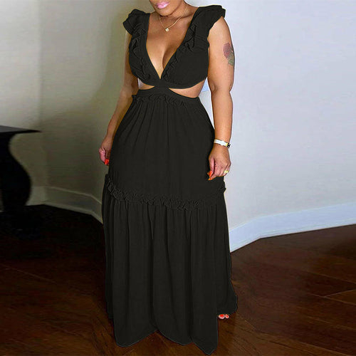 Sleeveless Back Lace Up Maxi Dress