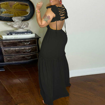 Sleeveless Back Lace Up Maxi Dress