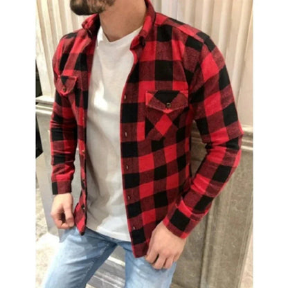 Mens Dual Pocket Long Sleeve Checkered Shirt