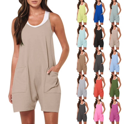 Jumpsuits For Women Summer Casual Sleeveless Jumpsuit Strap Loose Rompers Fashion Comfy Overalls Pants Shorts camping pantalones