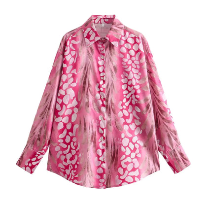 2024 Spring Summer Women Print 2 Piece Sets Outfit Casual Loose Plus Size S-3XL Long Sleeve Shirts Skirt Suit Outfit Streetwear