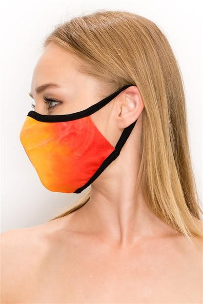 FASHION MASK 101-TD-ORANGE tie dye print double layer contoured face