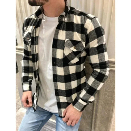 Mens Dual Pocket Long Sleeve Checkered Shirt