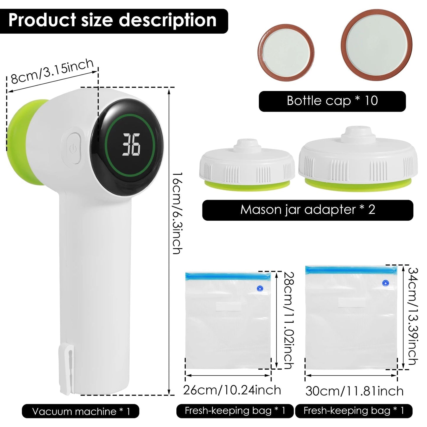 Mason Jar Vacuum Sealer Kit 1200mah Jar Vacuum Sealer with Display