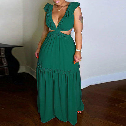 Sleeveless Back Lace Up Maxi Dress