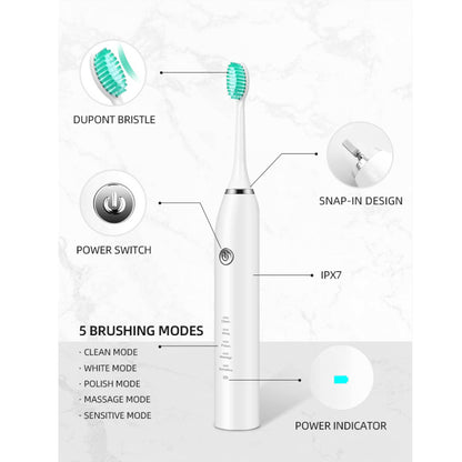 Sonic Electric Toothbrush White USB Wireless Charging Smart 5 Modes 2