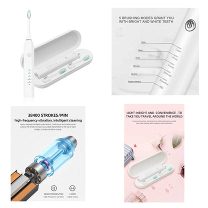 Sonic Electric Toothbrush White USB Wireless Charging Smart 5 Modes 2