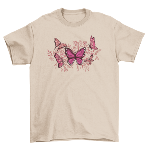 Butterflies and flowers t-shirt