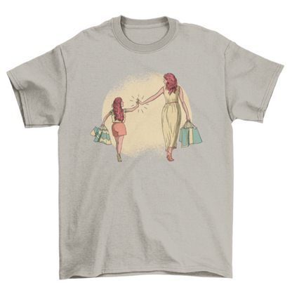 Mother and daughter shopping family bonding t-shirt