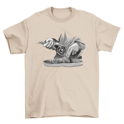 Amazing Hobby Fish Fishing rod hands monochromatic t-shirt