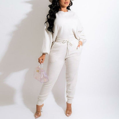 Women Two Piece Casual Sweat Suits Long Sleeve Casual Sweatshirt Top &