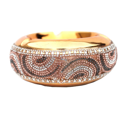 Ambrose Gold Plated Crystal Embellished Ceramic Ashtray (6.2 In. x 6.2