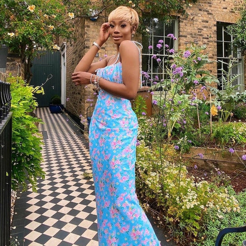 Floral Print Elegant Sleeveless Maxi Sundress