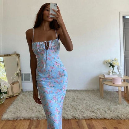 Floral Print Elegant Sleeveless Maxi Sundress