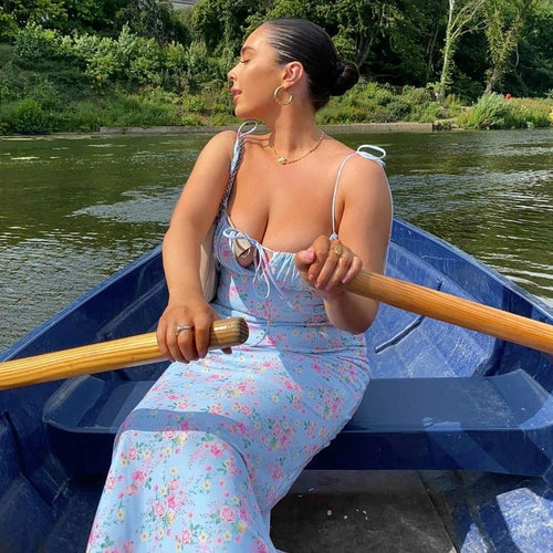 Floral Print Elegant Sleeveless Maxi Sundress