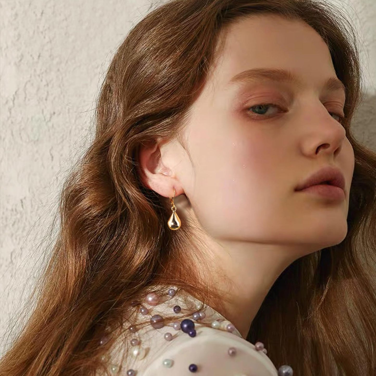 Simple Solid Color Water Drop Pendant Earrings