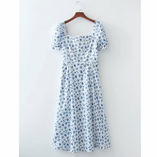 Boho Floral Print Summer Slit Maxi Long Dress