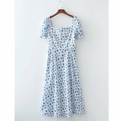 Boho Floral Print Summer Slit Maxi Long Dress