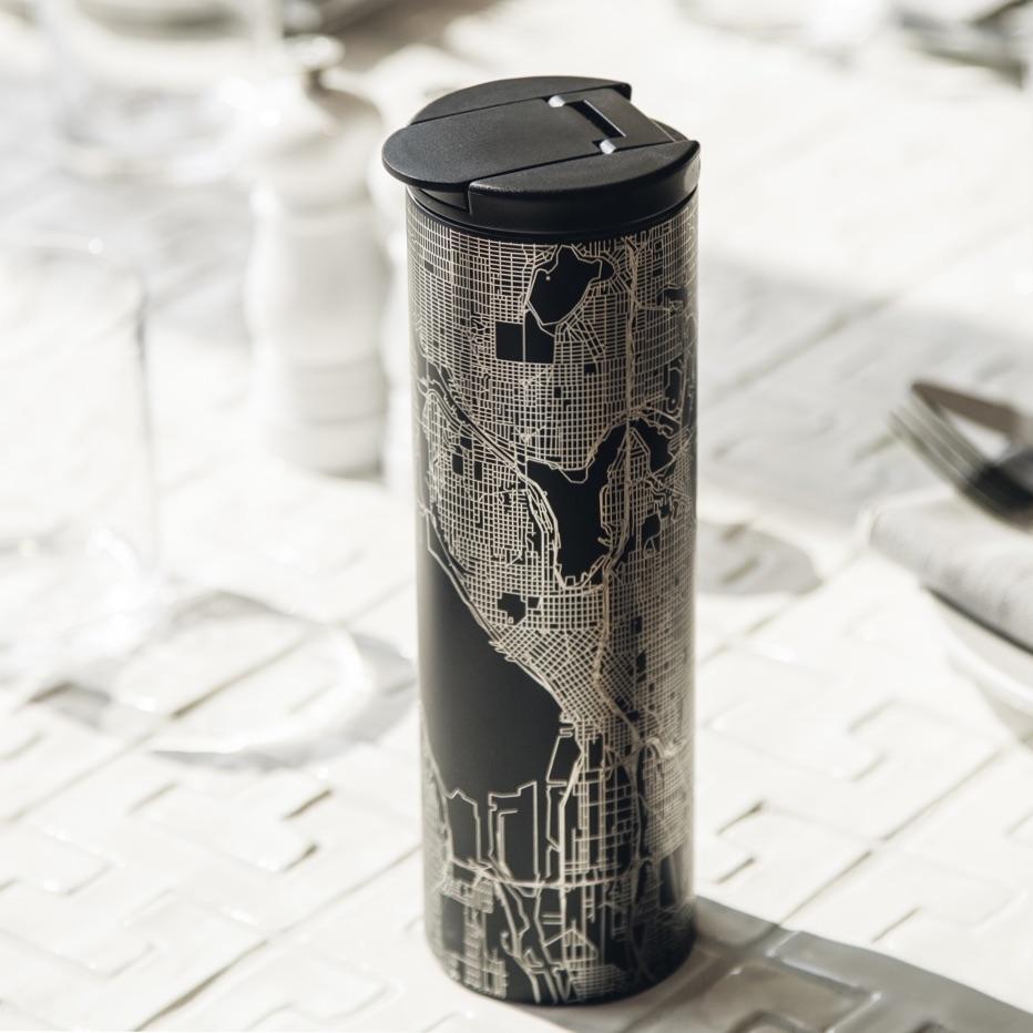 Chattanooga - Tennessee Map Tumbler in Matte Black