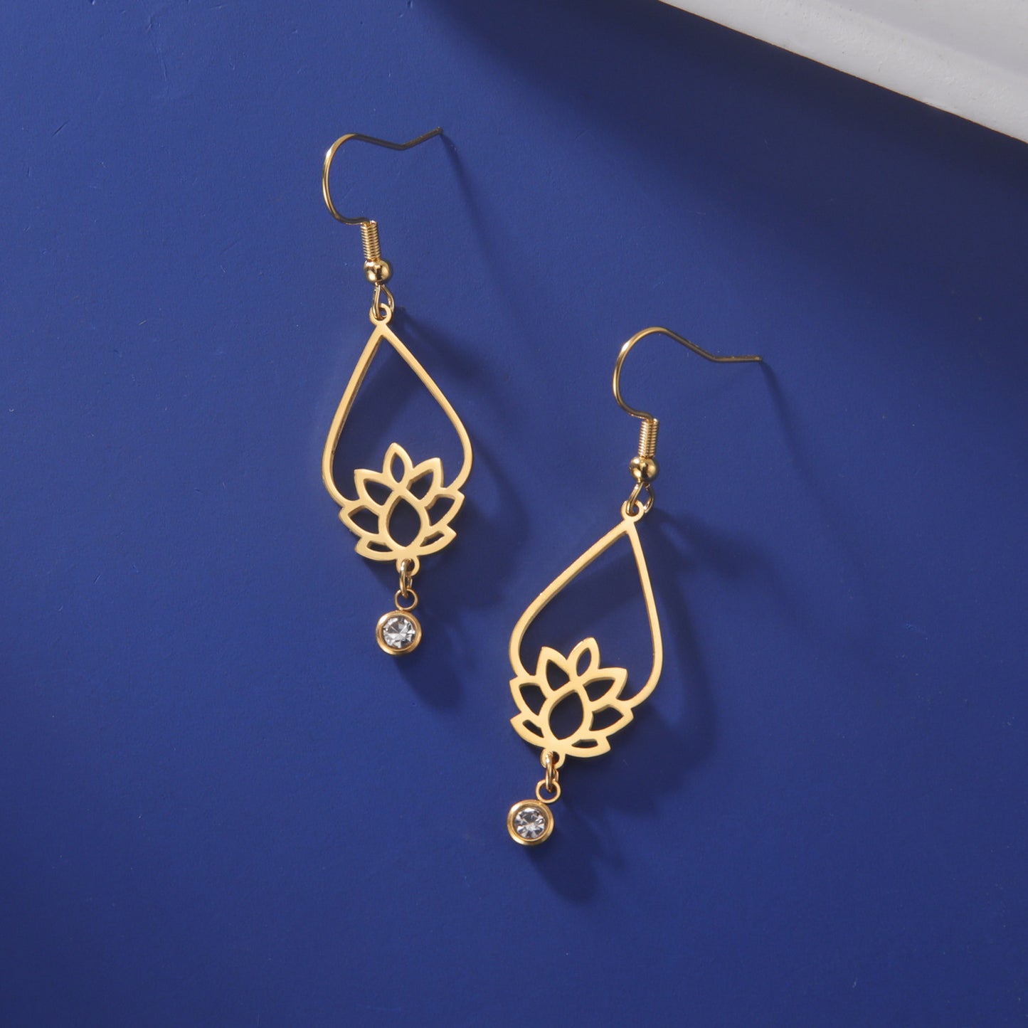 Vintage Water Drop Lotus Women's Earrings