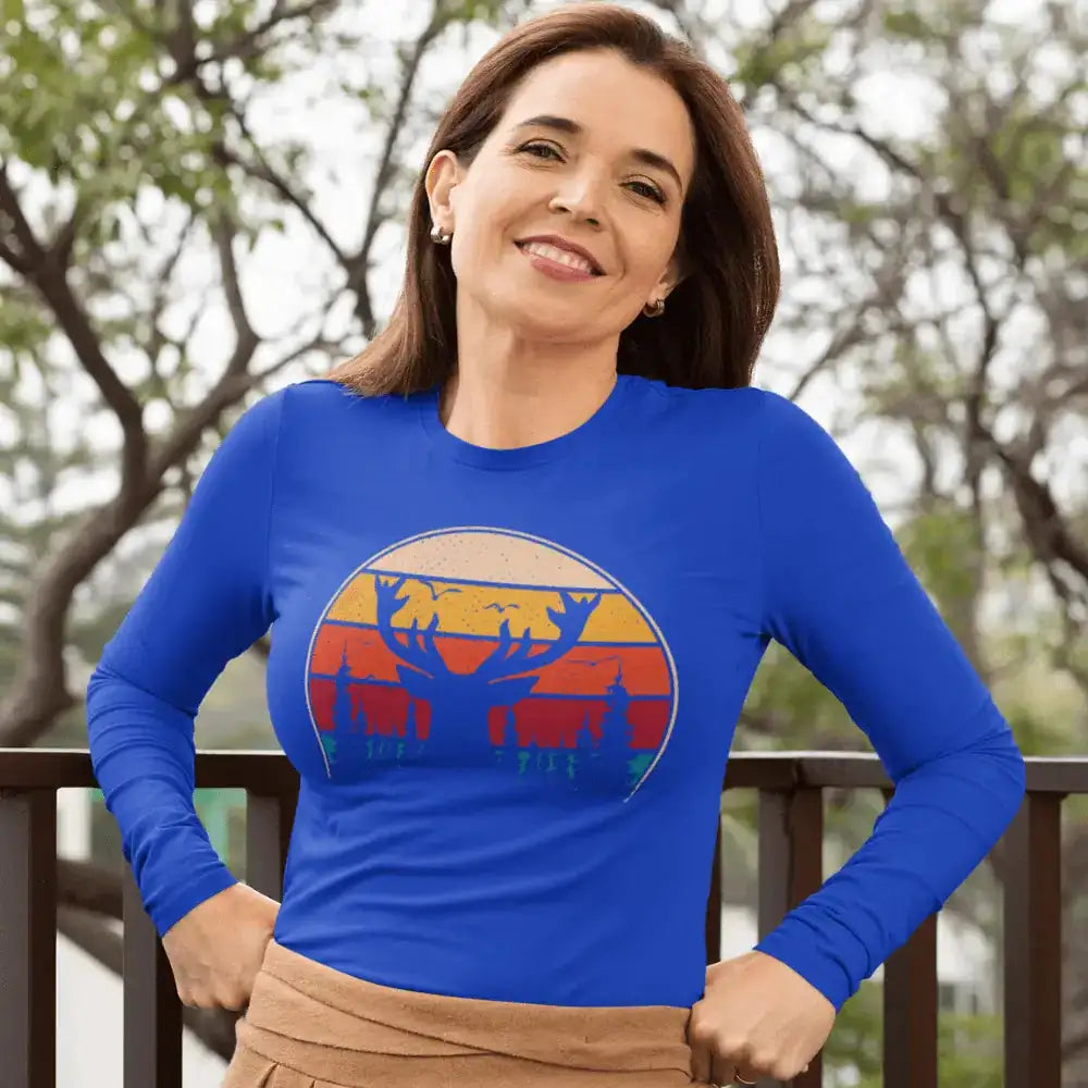 Deer Color Women Long Sleeve Shirt