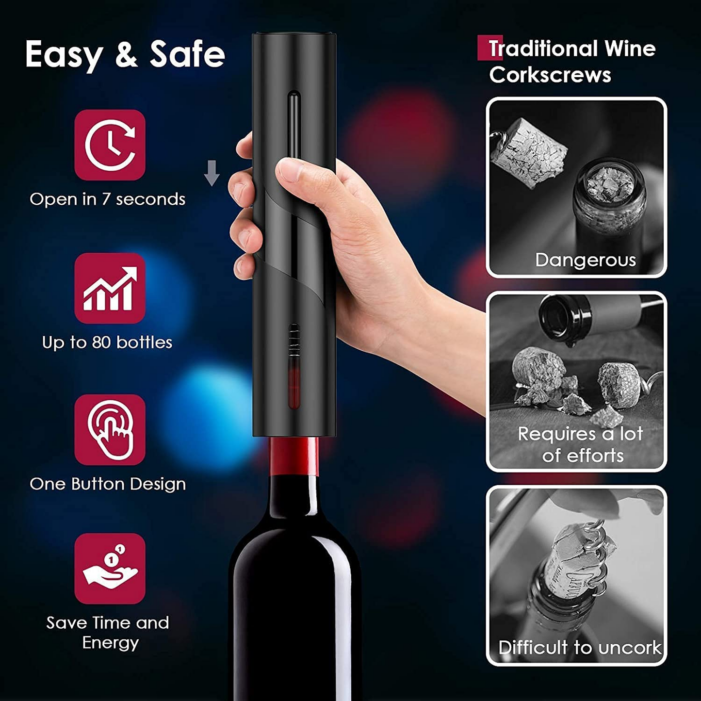Electric Wine Opener Rechargeable Automatic Wine Bottle Opener