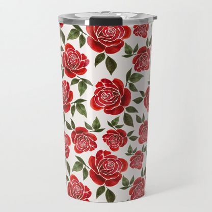 Rose Watercolor Travel Coffee Mug